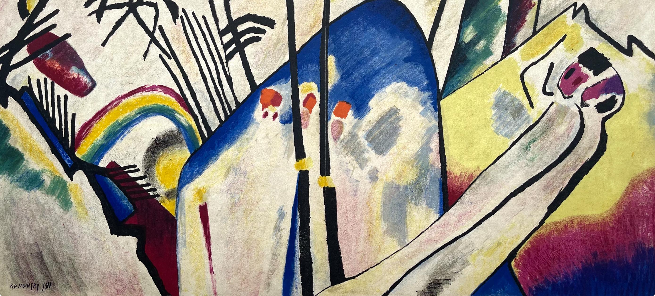 Kandinsky, Komposición IV, Derrière le miroir (después) - Landscape Print Beige de Wassily Kandinsky