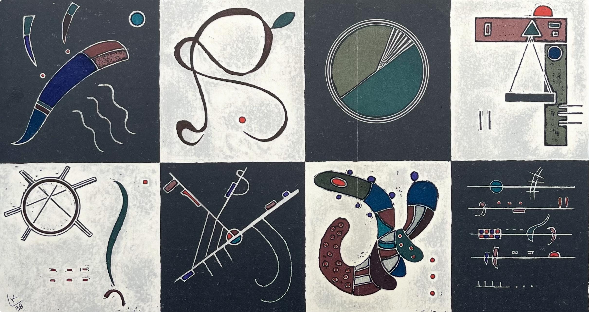 Kandinsky, Komposición V, Derrière le miroir (después) - Abstract Print Negro de Wassily Kandinsky