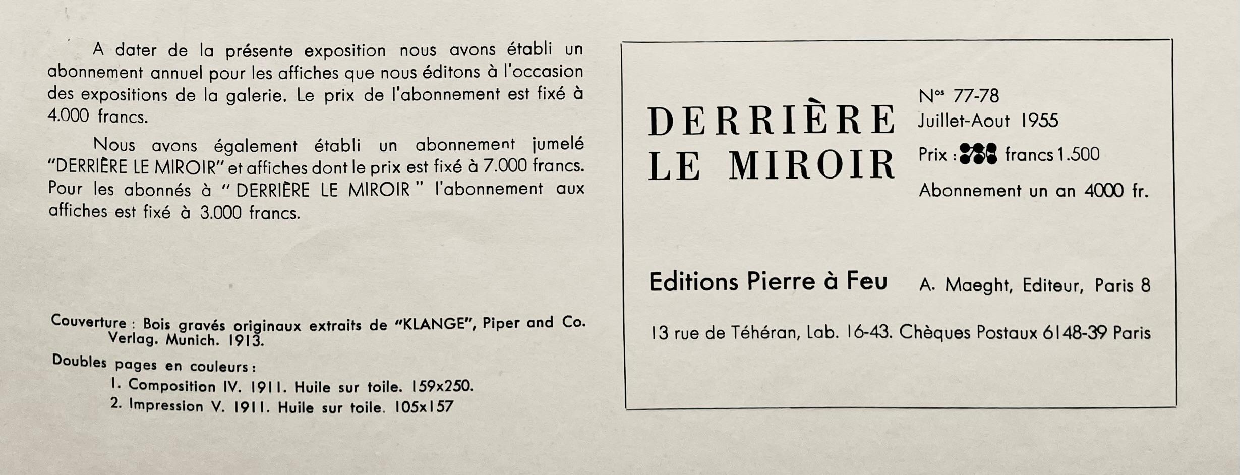 Kandinsky, Motiv aus Improvisation XXV, Derrière le miroir (después) en venta 1