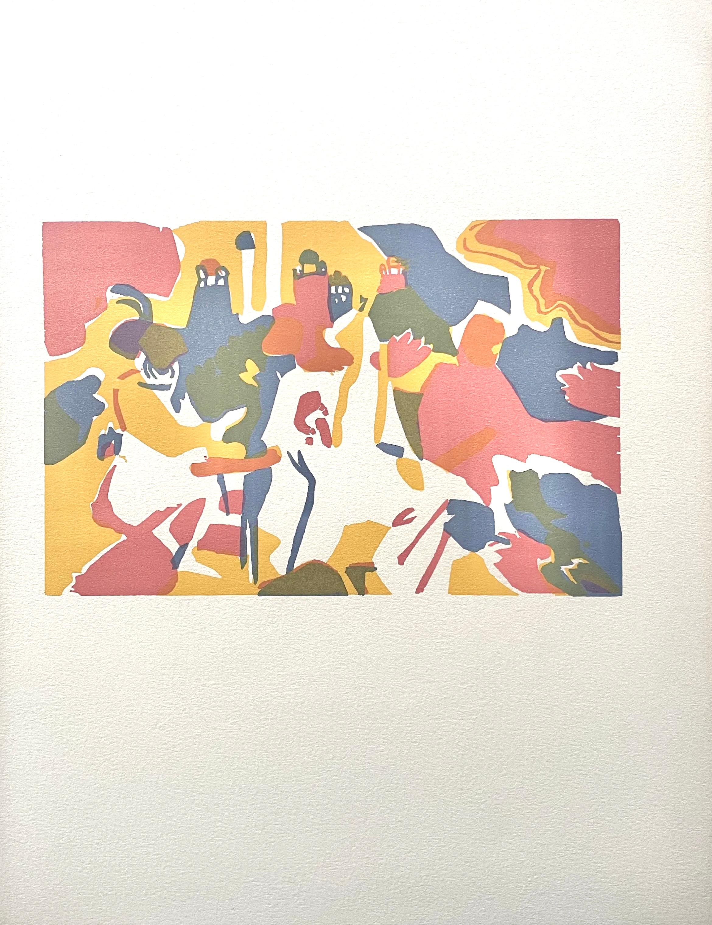 Woodcut on vélin paper. Paper Size: 12.4 x 9.65 inches. Inscription: Unsigned and unnumbered, as issued. Notes: From the album, XXe siècle Paris, Hommage à Wassily Kandinsky, Edited by G. di San Lazzaro, 1975. Published by Leon Amiel, Publisher, New