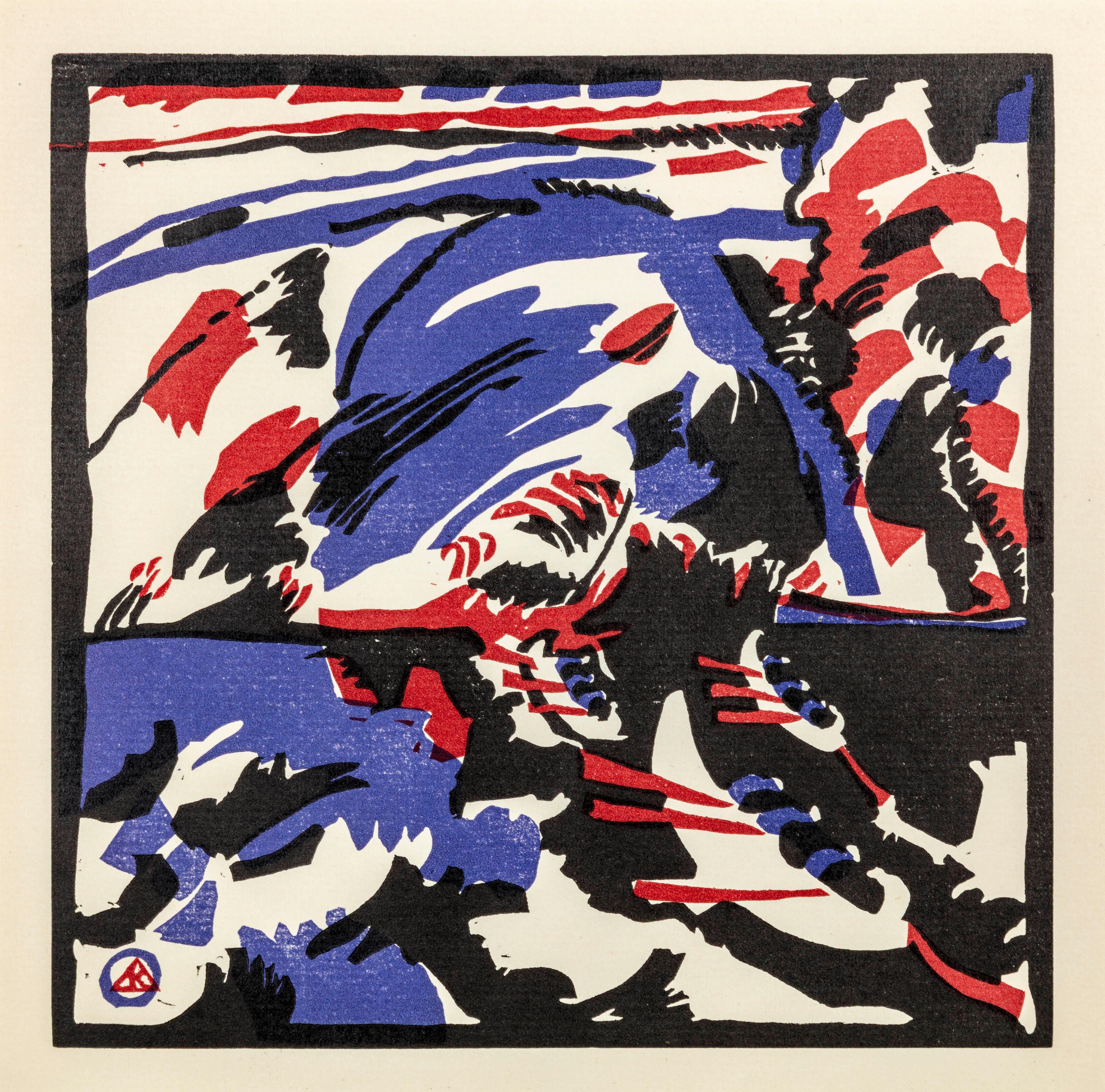Klänge: «Kahnfahrt», grabado en madera, abstracto, enmarcado, 1910-1919
