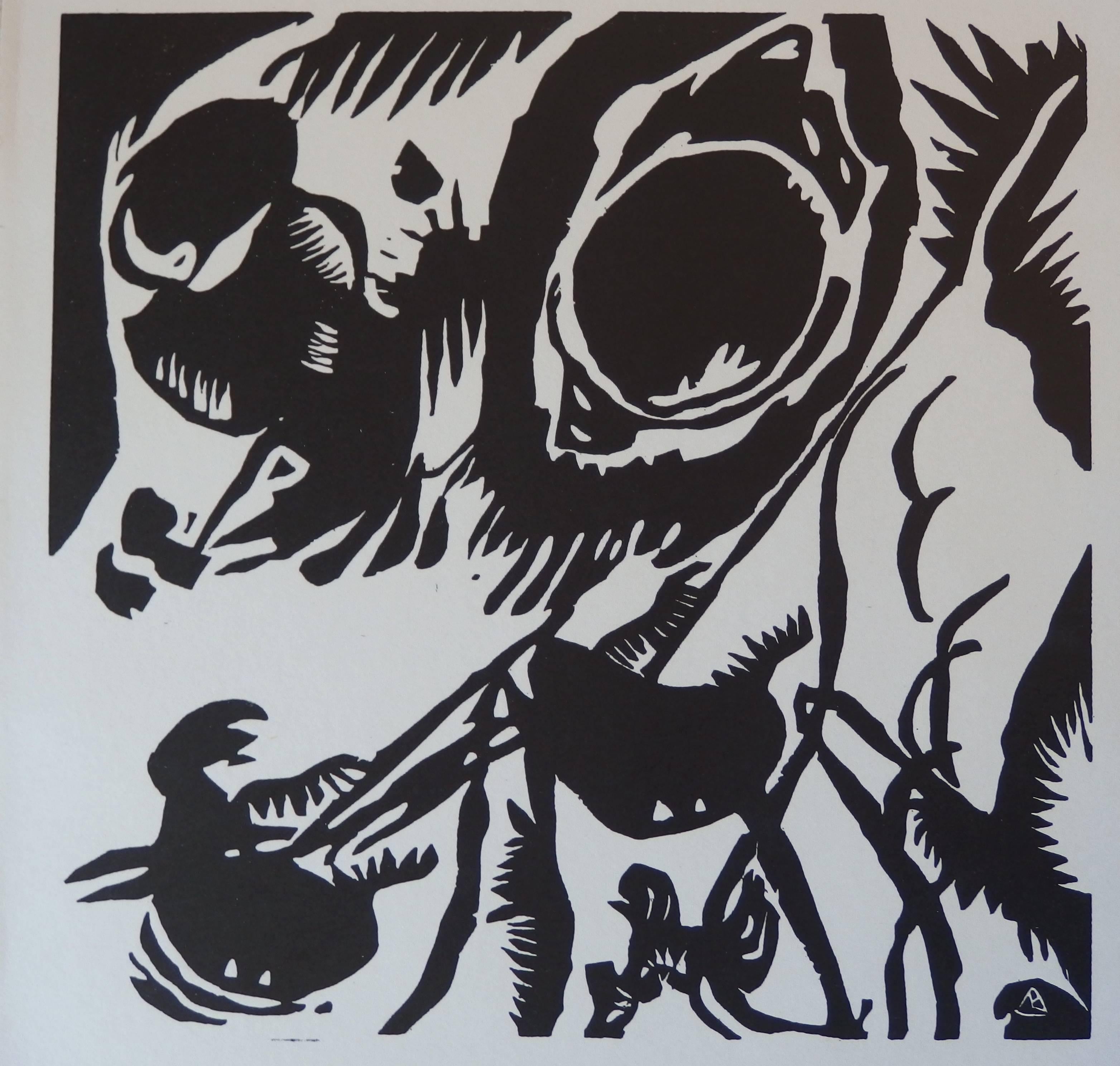 Wassily Kandinsky Abstract Print - "Motif aus Improvisation 25: The Garden of Love" - Original woodcut