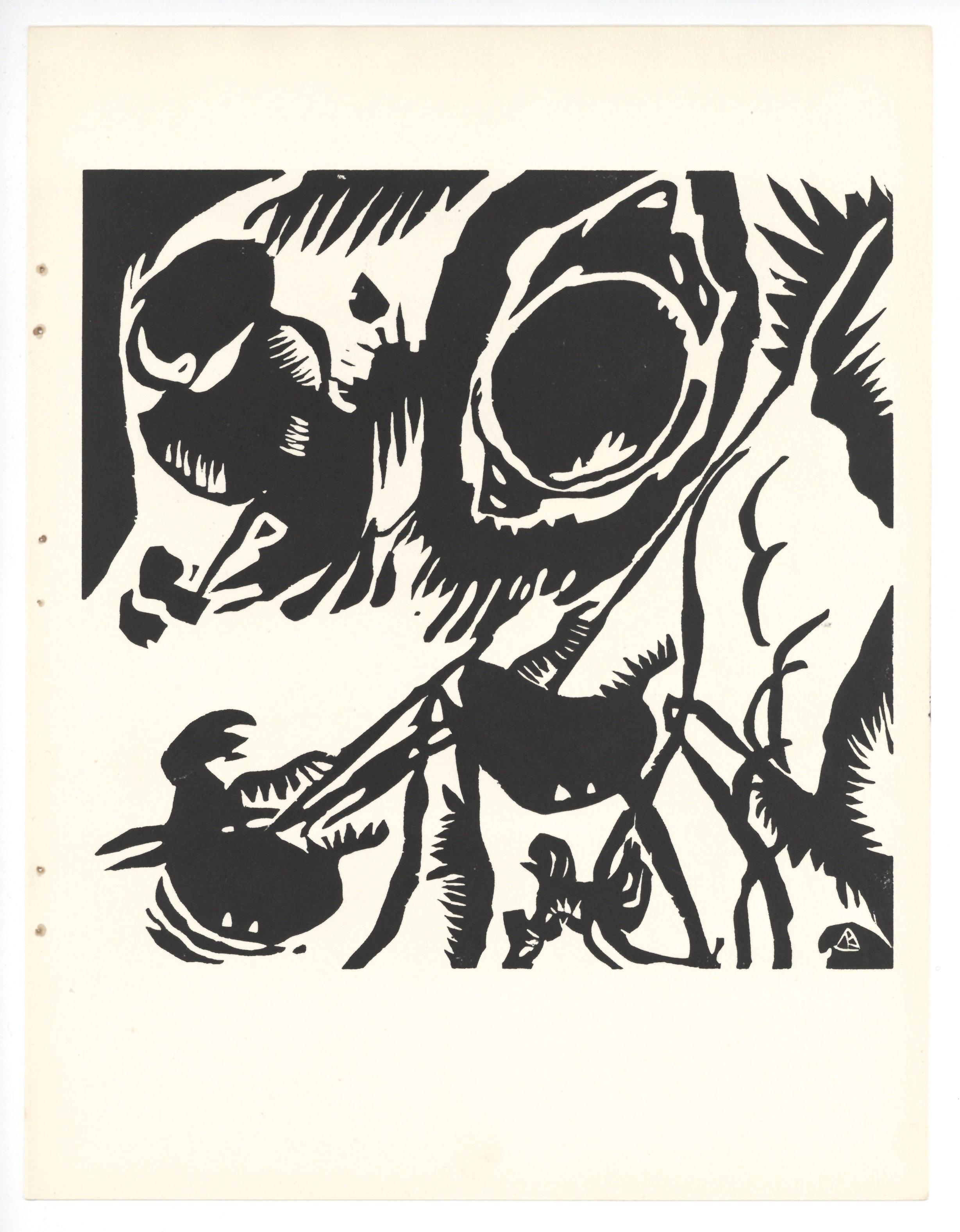 Wassily Kandinsky Figurative Print - "Motif aus Improvisation 25: The Garden of Love" original woodcut