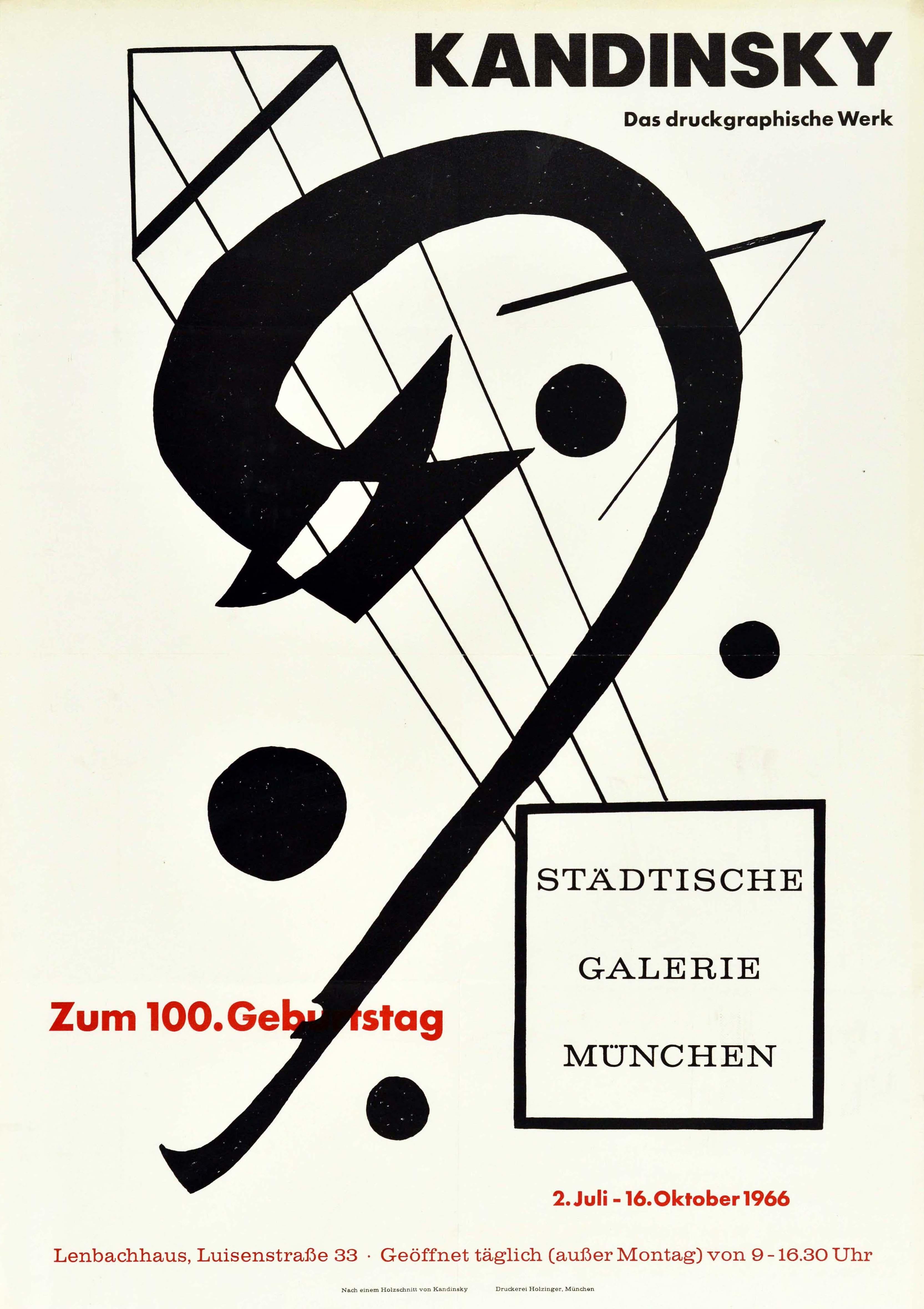 Wassily Kandinsky Print - Original Vintage Poster Kandinsky Graphic Works Exhibition Munich Bauhaus Kites