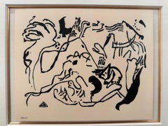 Regards sur le passé -Kandinsky original Holzstich abstrakter Expressionist