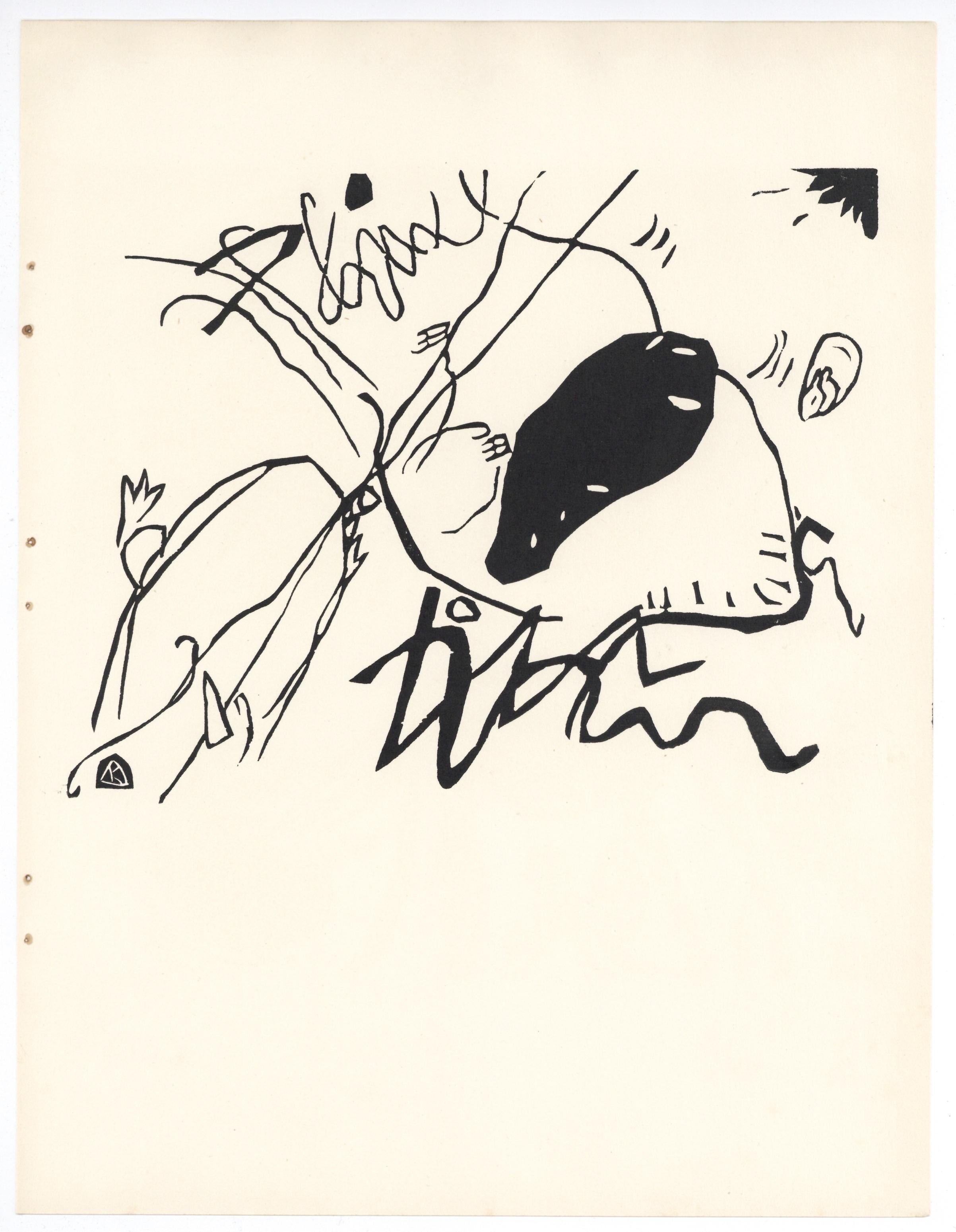 Figurative Print di Wassily Kandinsky - "Schwartzer Fleck" original woodcut