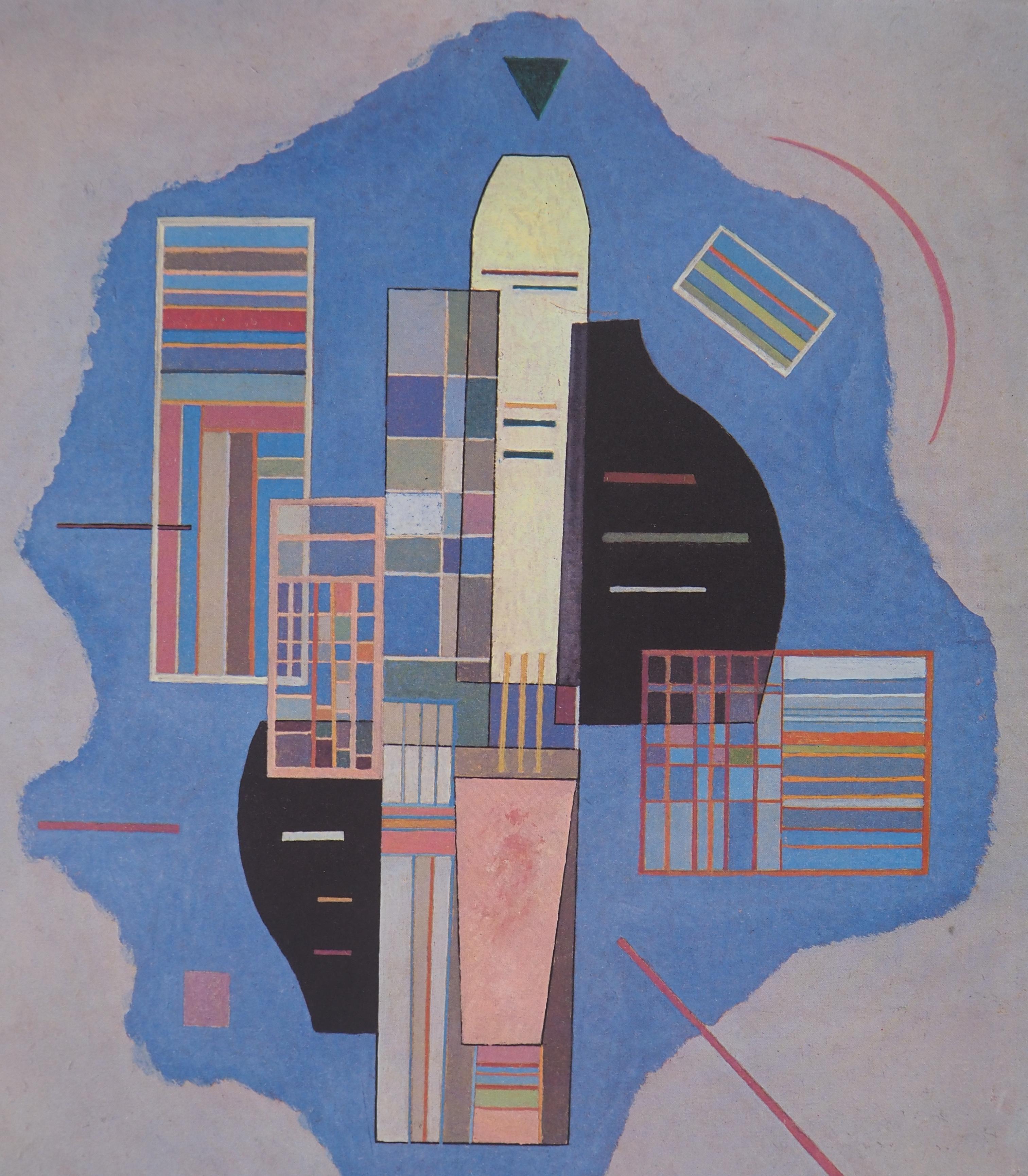 Surrealist City Scape in Blue - Heliogravure on vellum - Gray Abstract Print by Wassily Kandinsky