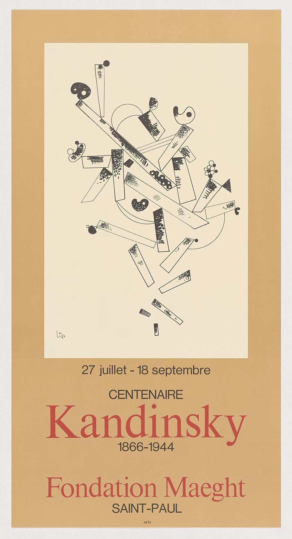 Wassily Kandinsky 1977 Maeght Original Sin Usar Vintage Litografía Póster Exposición