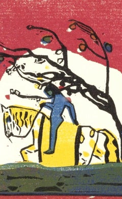 Zwei Reiter vor Rot (Roethel 95), XXe Siècle, Wassily Kandinsky