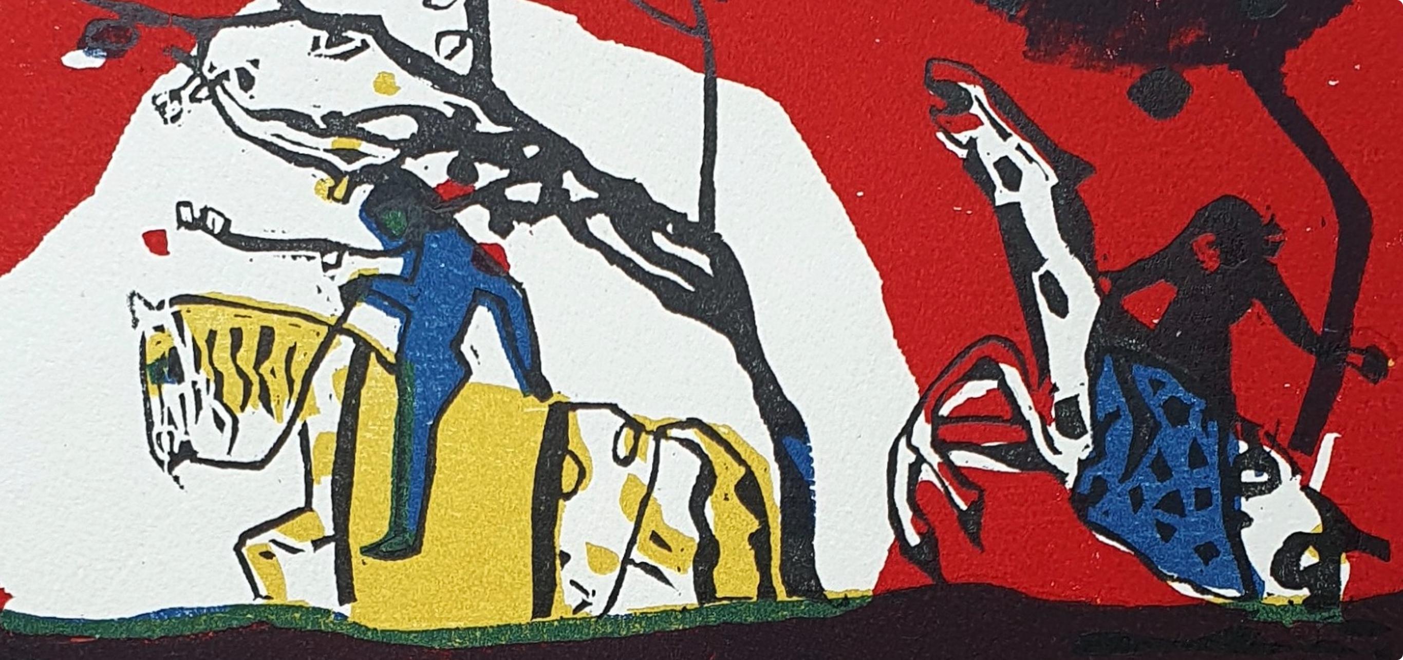 Zwei Reiter vor Rot (Röthel 95), Société internationale d'art XXe siècle - Print di Wassily Kandinsky