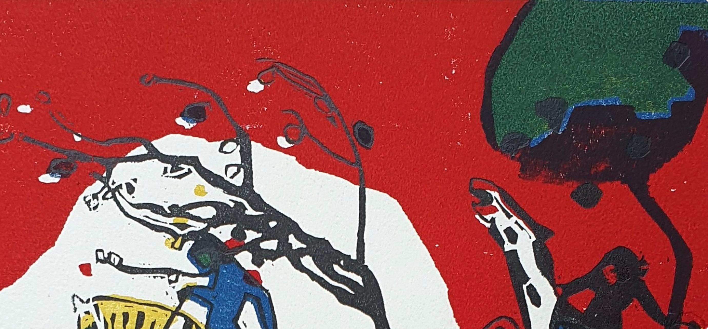 Zwei Reiter vor Rot (Röthel 95), Société internationale d'art XXe siècle - Print Moderno di Wassily Kandinsky