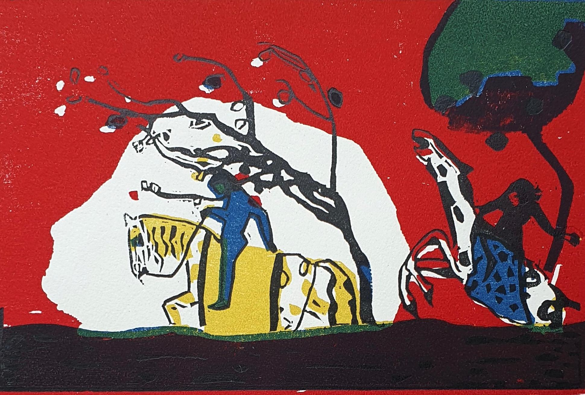 Zwei Reiter vor Rot (Röthel 95), Sociedad Internacional de Arte del Siglo XX
