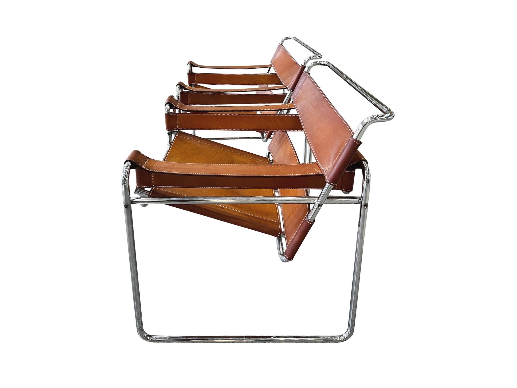 20th Century Wassily Leather & Chrome Lounge Chairs by Marcel Breuer, a Pair