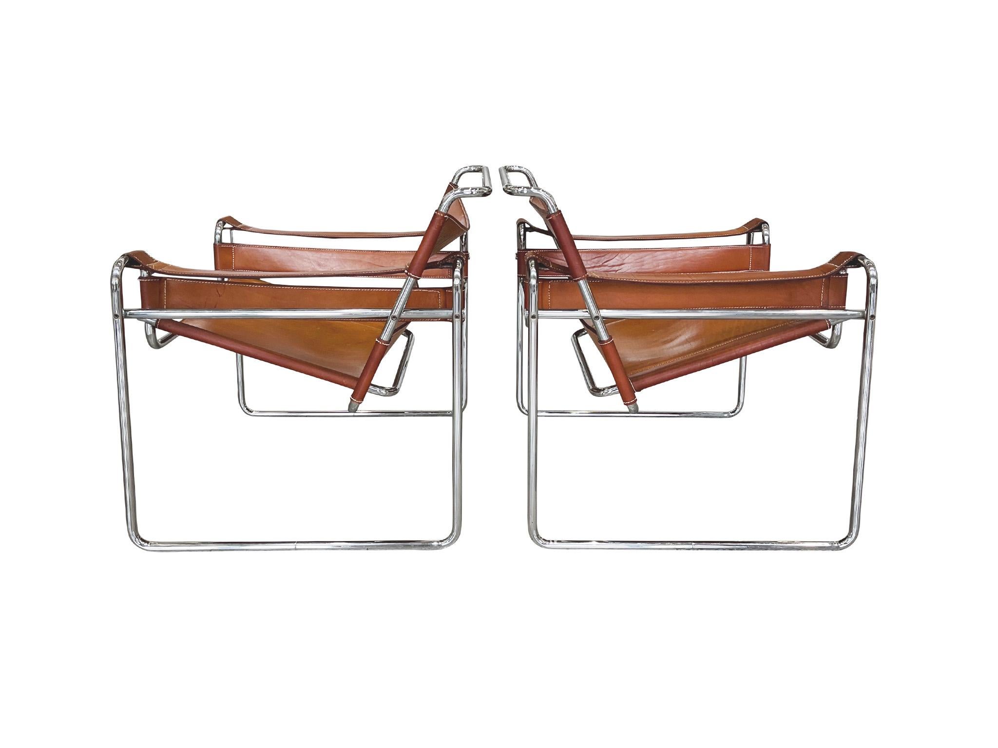Wassily Leather & Chrome Lounge Chairs by Marcel Breuer, a Pair 1