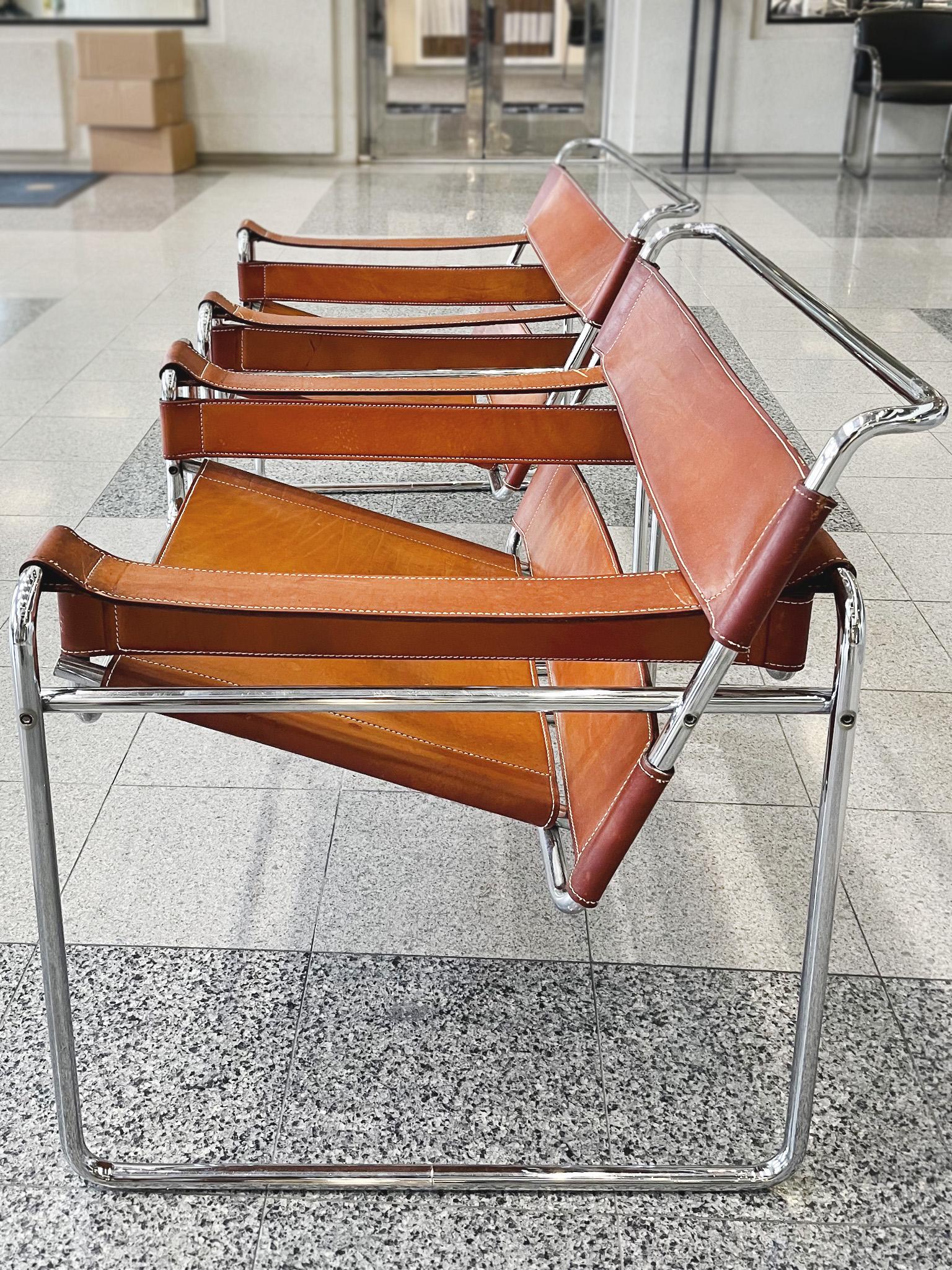 Wassily Leather & Chrome Lounge Chairs by Marcel Breuer, a Pair 2