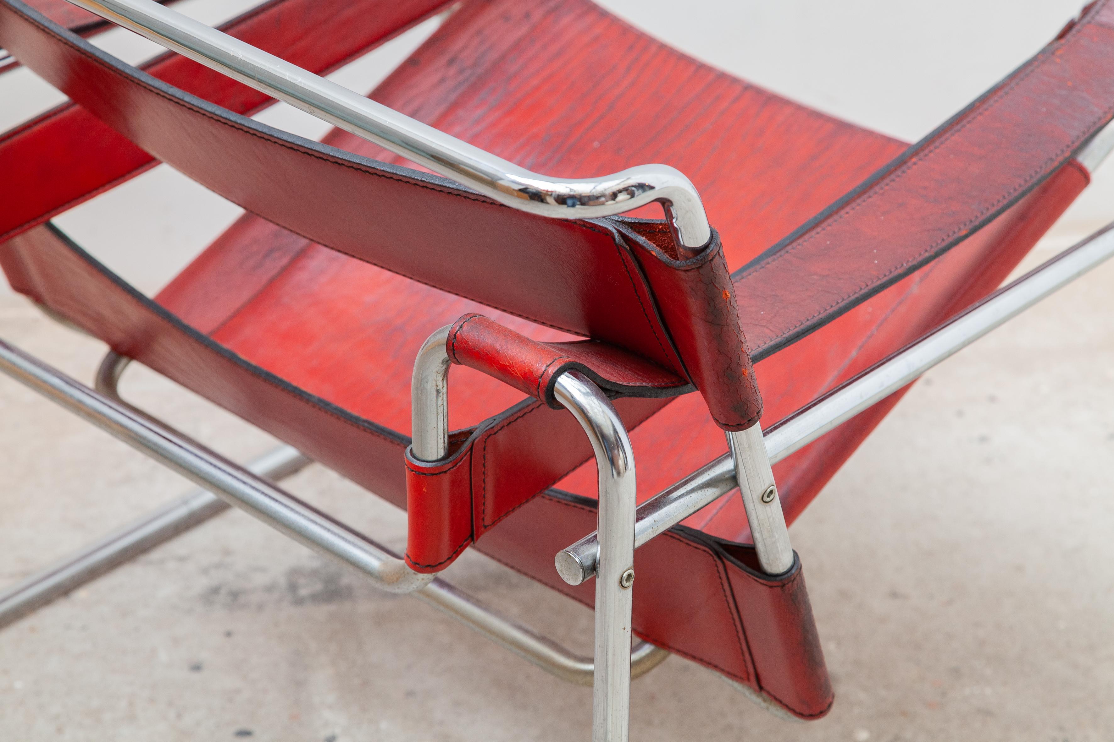 Mid-Century Modern Wassily Lounge Chair, Side Chair by Marcel Breuer