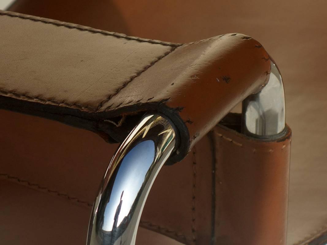 Cuir Fauteuil en cuir marron « Wassily » de Gavina Bauhaus Design, années 1960