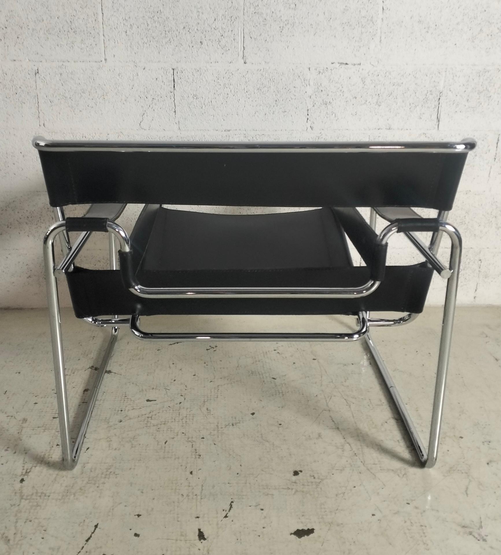 Wassily Sessel aus verchromtem Stahl und Leder von Marcel Breuer für Gavina 60er Jahre im Angebot 5