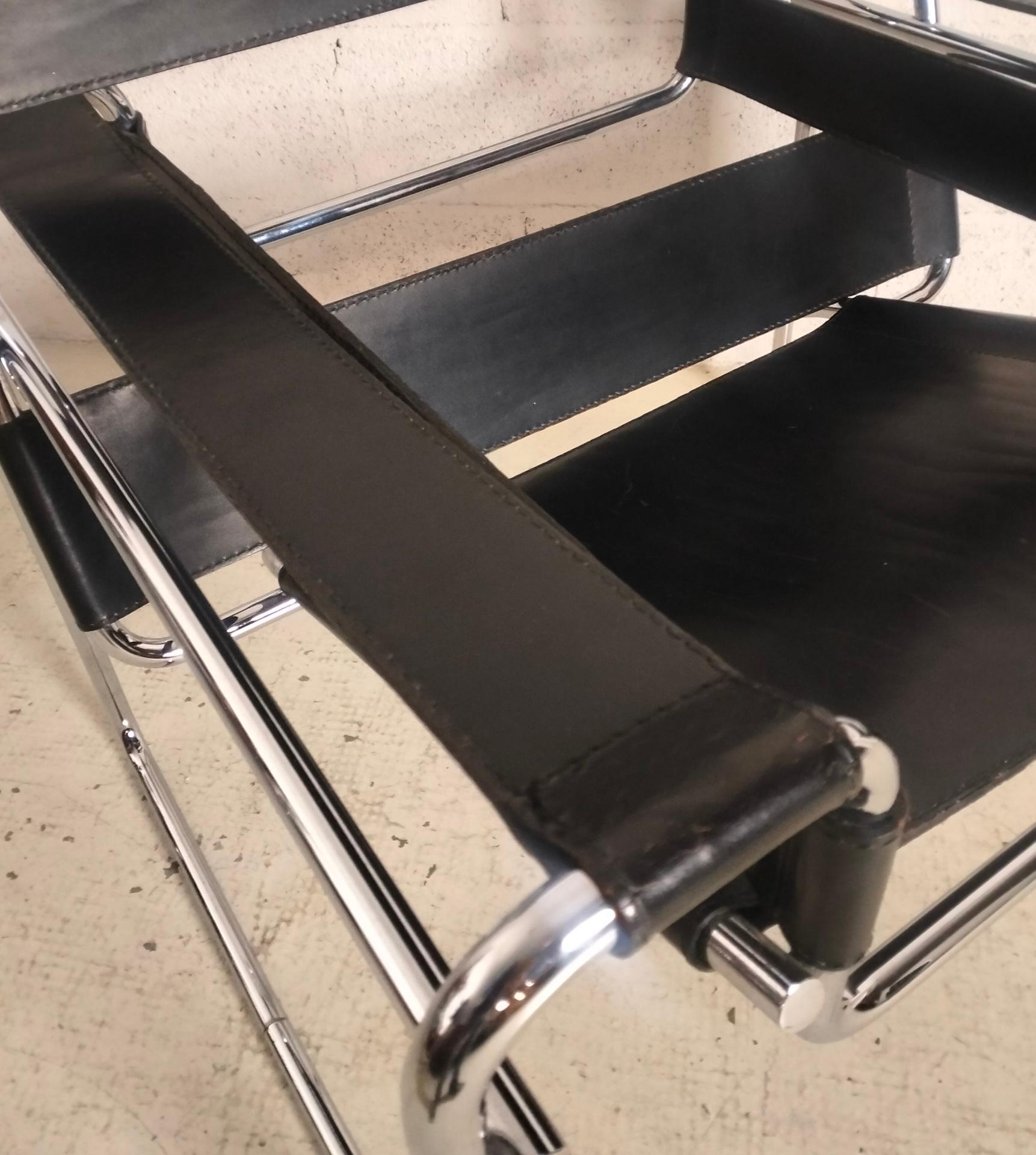 Wassily Sessel aus verchromtem Stahl und Leder von Marcel Breuer für Gavina 60er Jahre im Angebot 1