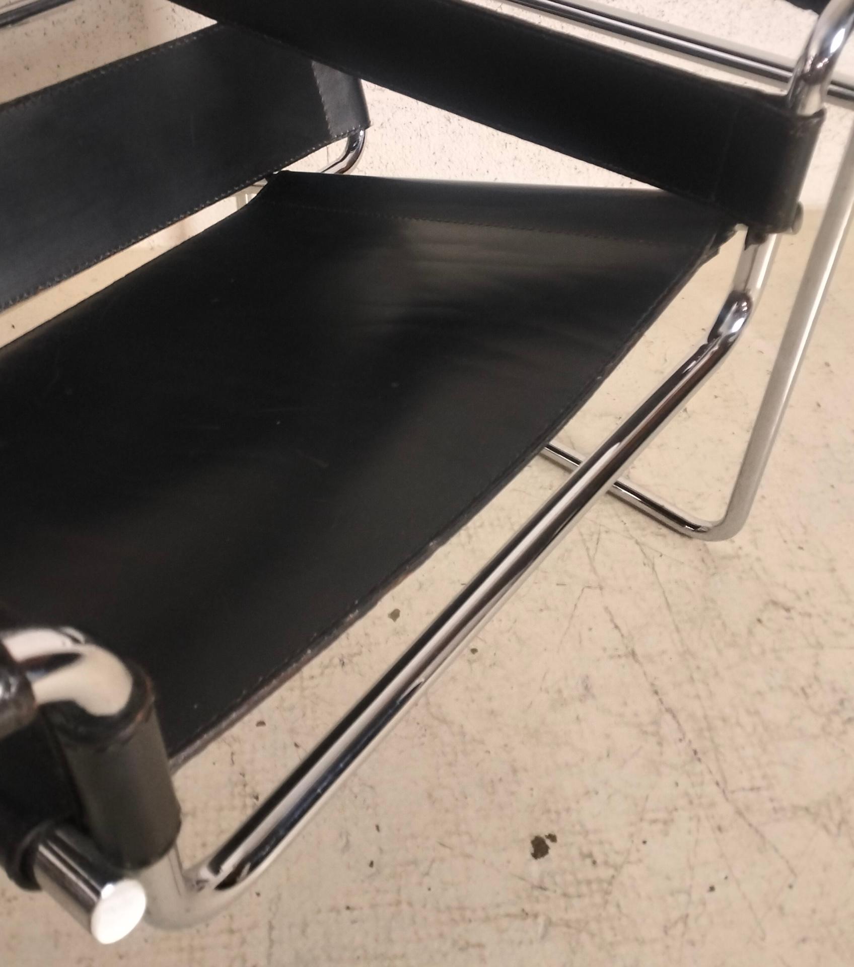 Wassily Sessel aus verchromtem Stahl und Leder von Marcel Breuer für Gavina 60er Jahre im Angebot 2