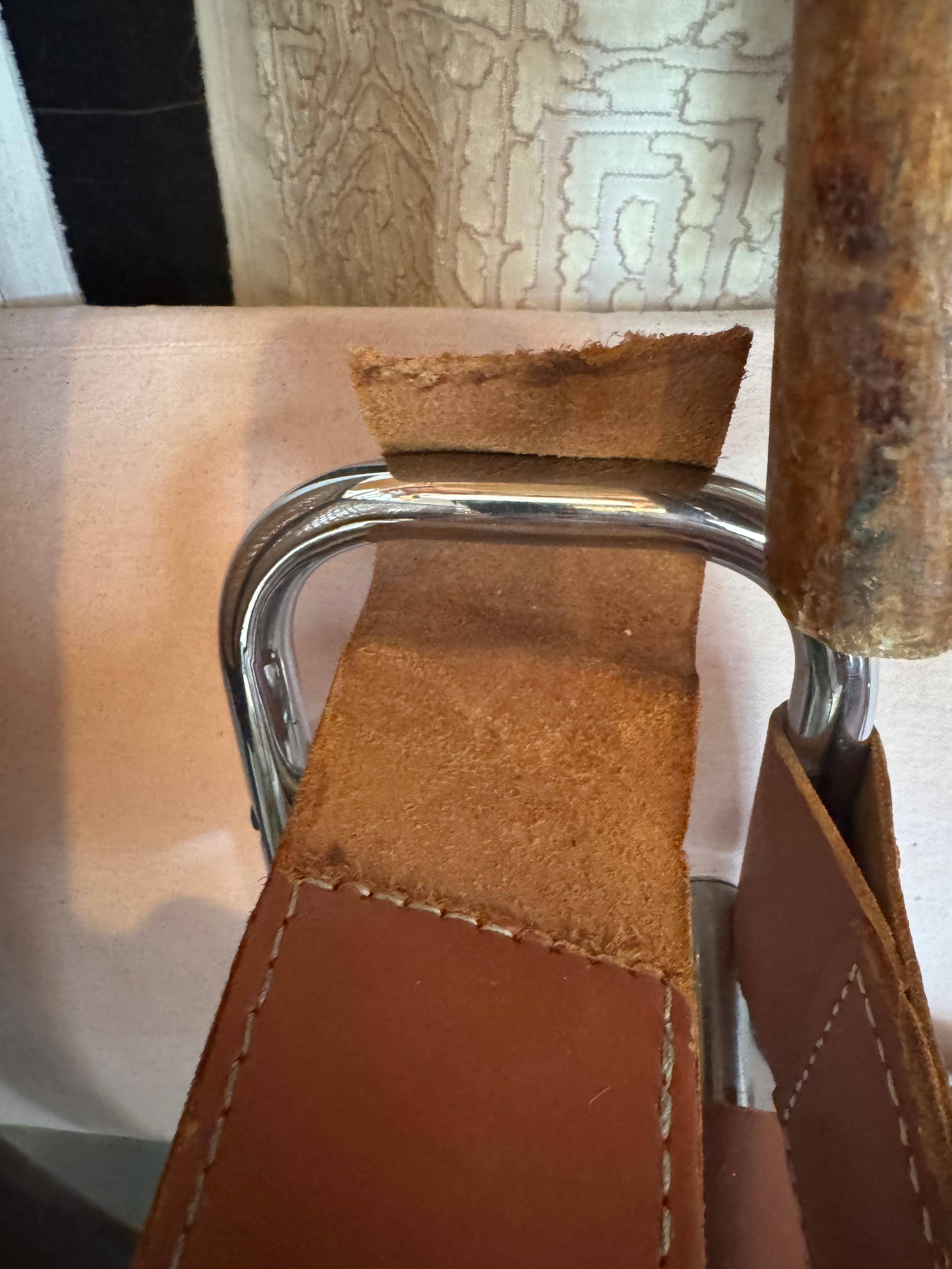 Wassily Style Chair von Marcel Breuer-Knoll Studio, Sessel aus braunem Leder/Chrom 4