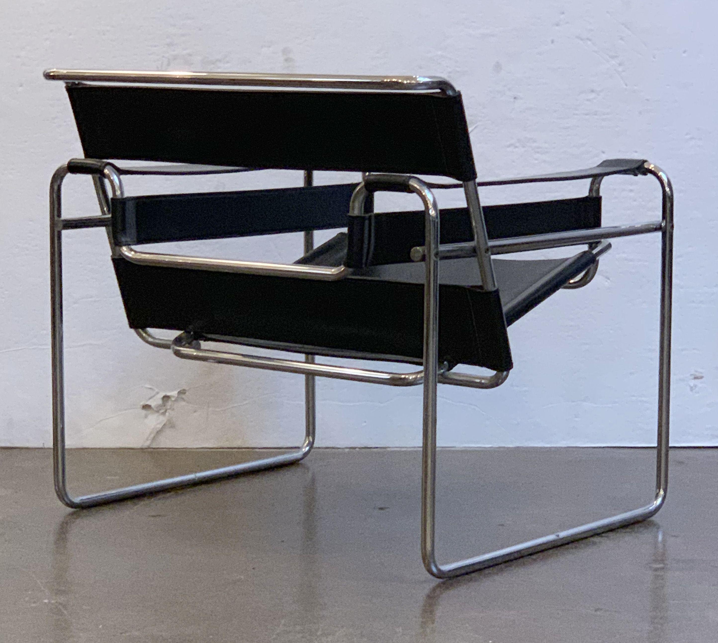 Wassily Style Leather Chair in the Manner of Marcel Breuer For Sale 1