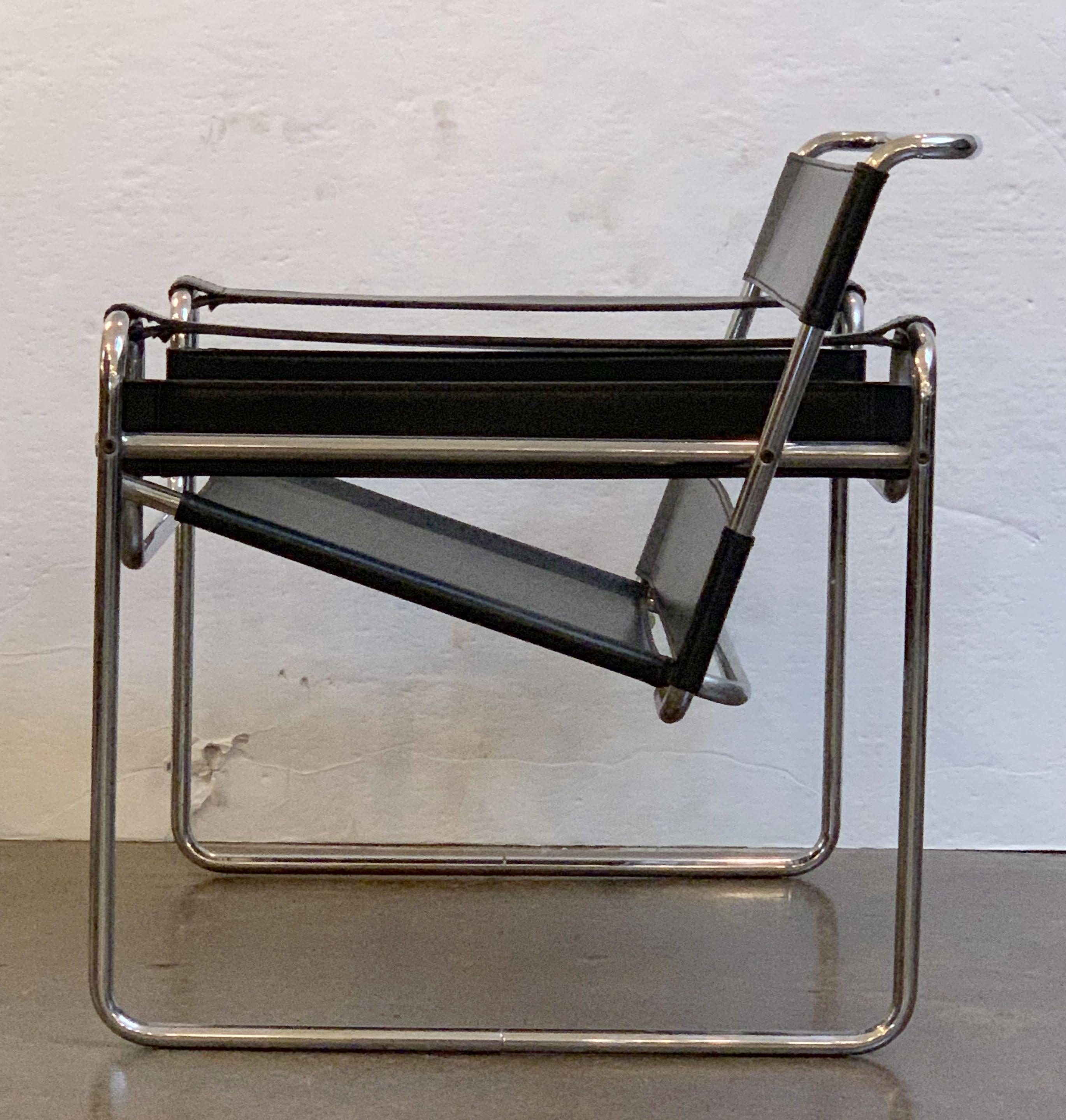 Lederstuhl im Wassily-Stil in der Art von Marcel Breuer im Zustand „Gut“ im Angebot in Austin, TX
