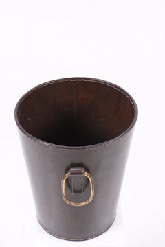 Waste Bin in Patinated Leather, Illums Bolighus, 1950s, Dainsh Midcentury