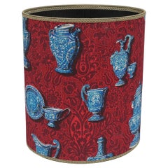 Corbeille à papier dans le style de Piero Fornasetti, Lucari 1950 en porcelaine de Chine Tissu