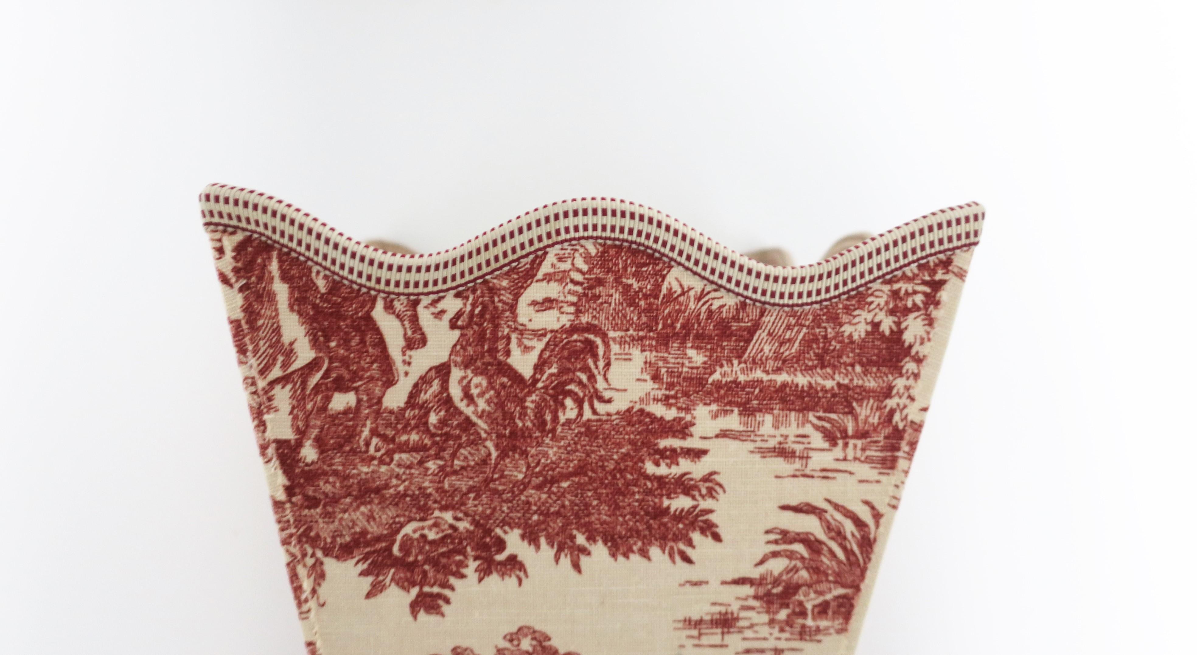 Wastebasket or Trash Can in Red Toile 4