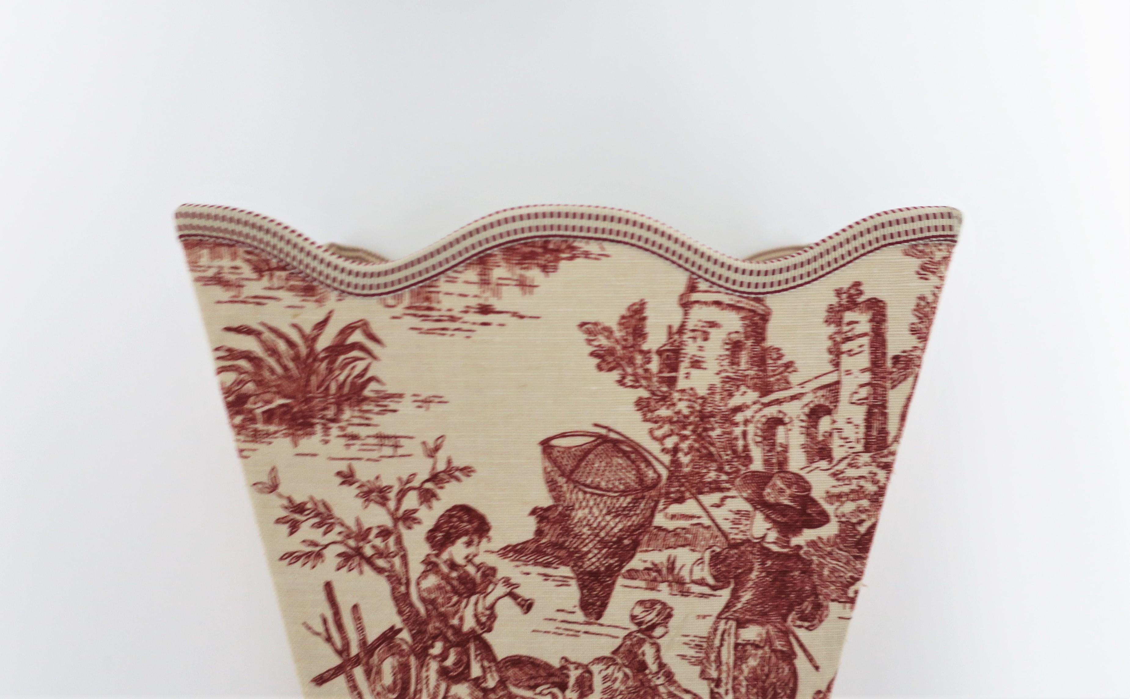 Wastebasket or Trash Can in Red Toile 5