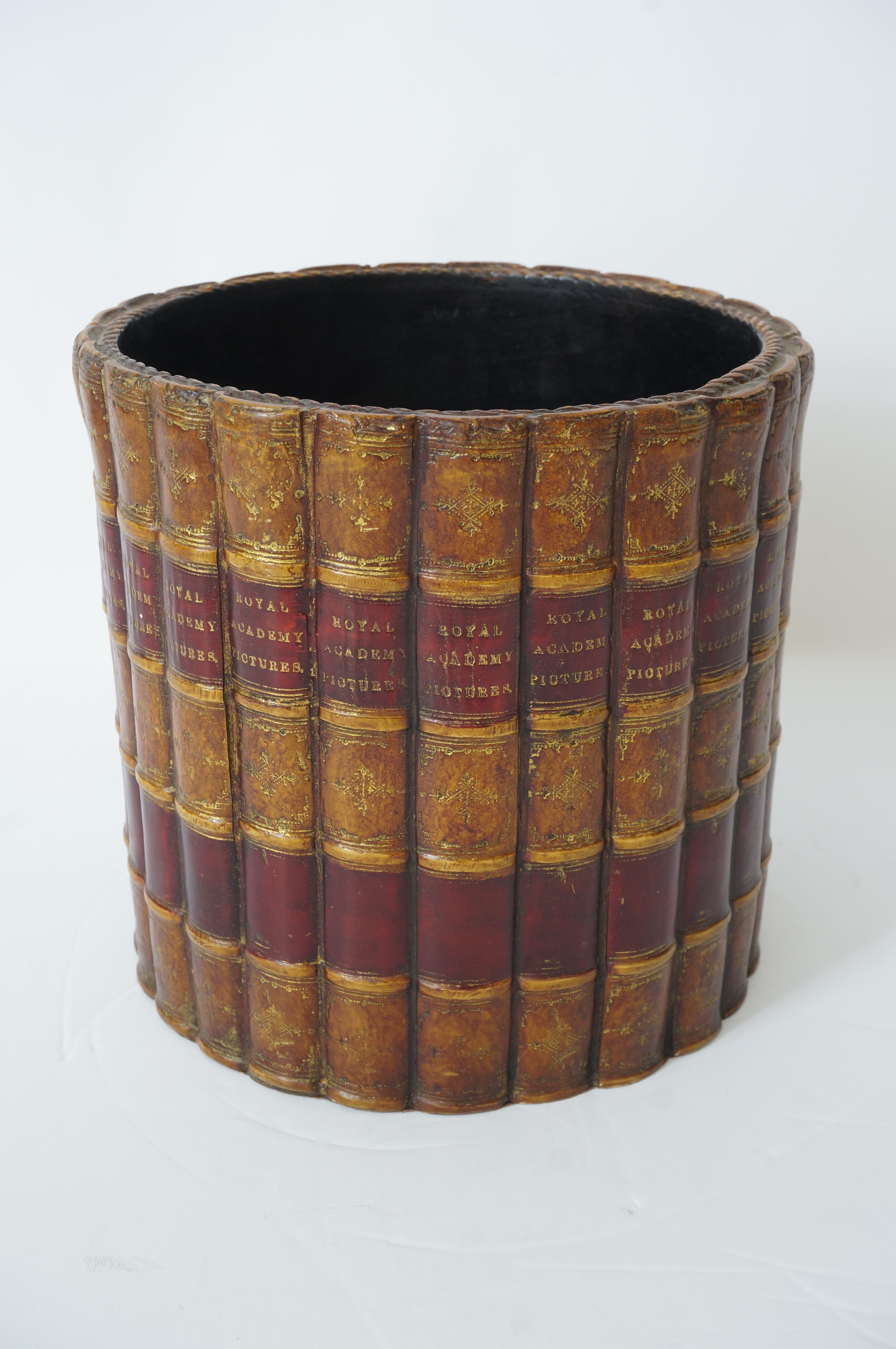 This stylish Edwardian inspired waste basket with its faux book spines are titled 