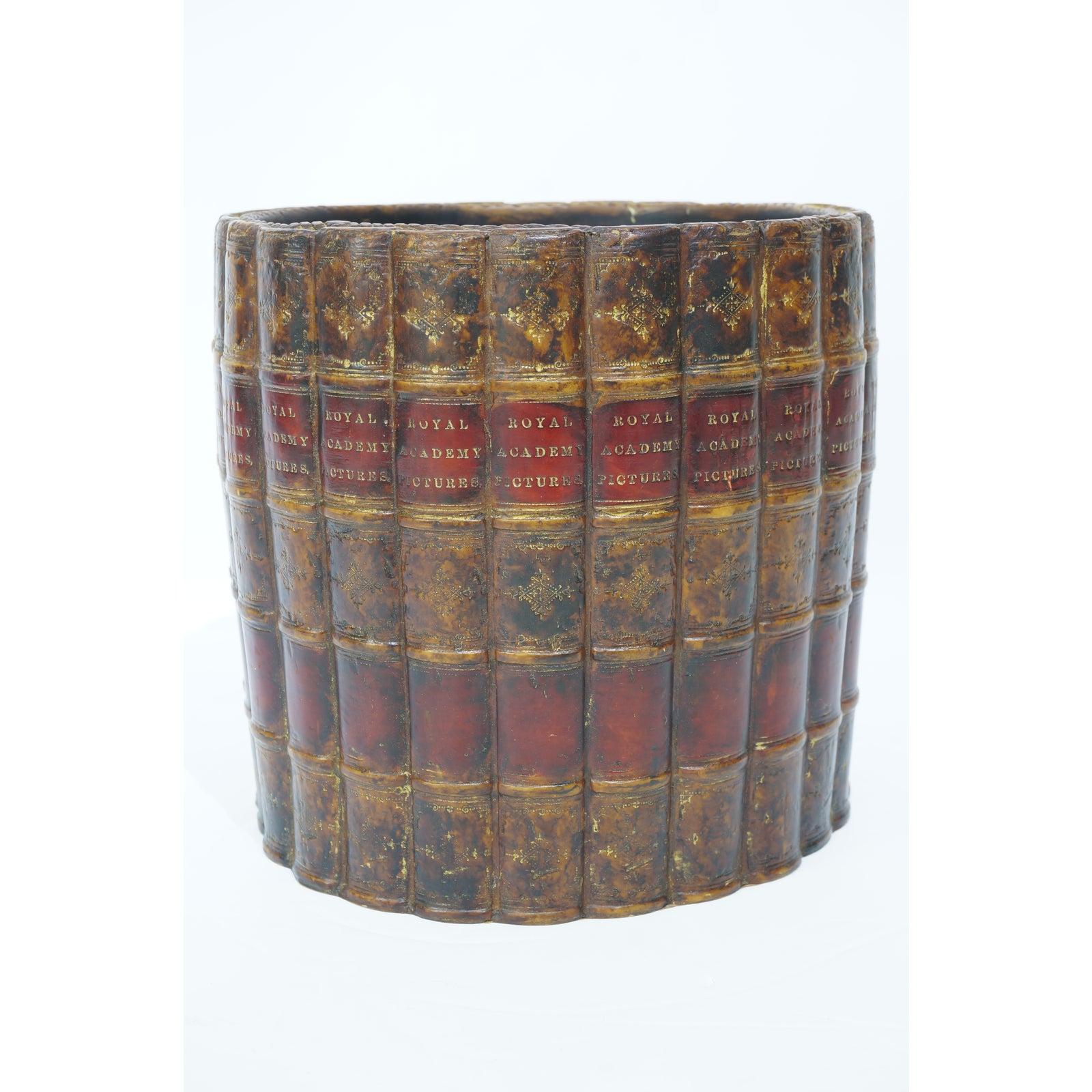 Unknown Wastebasket with Faux Books Style of Maitland Smith For Sale
