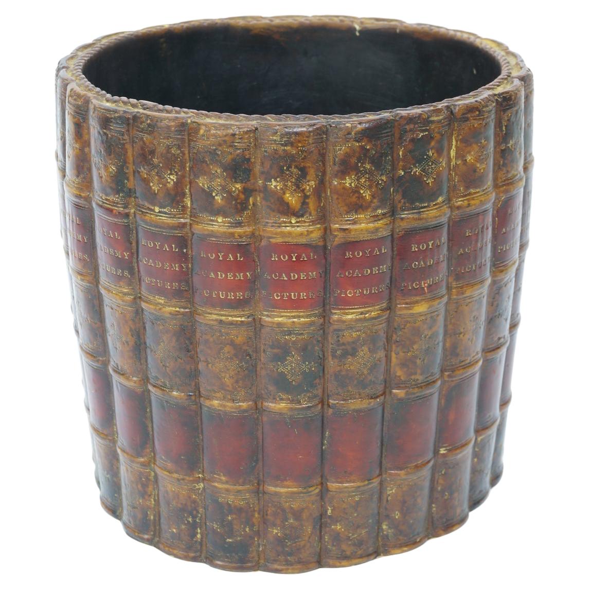 Wastebasket with Faux Books Style of Maitland Smith