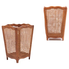 Wastebaskets with French cane, designed in the 1950s, likely by Frits Henningsen