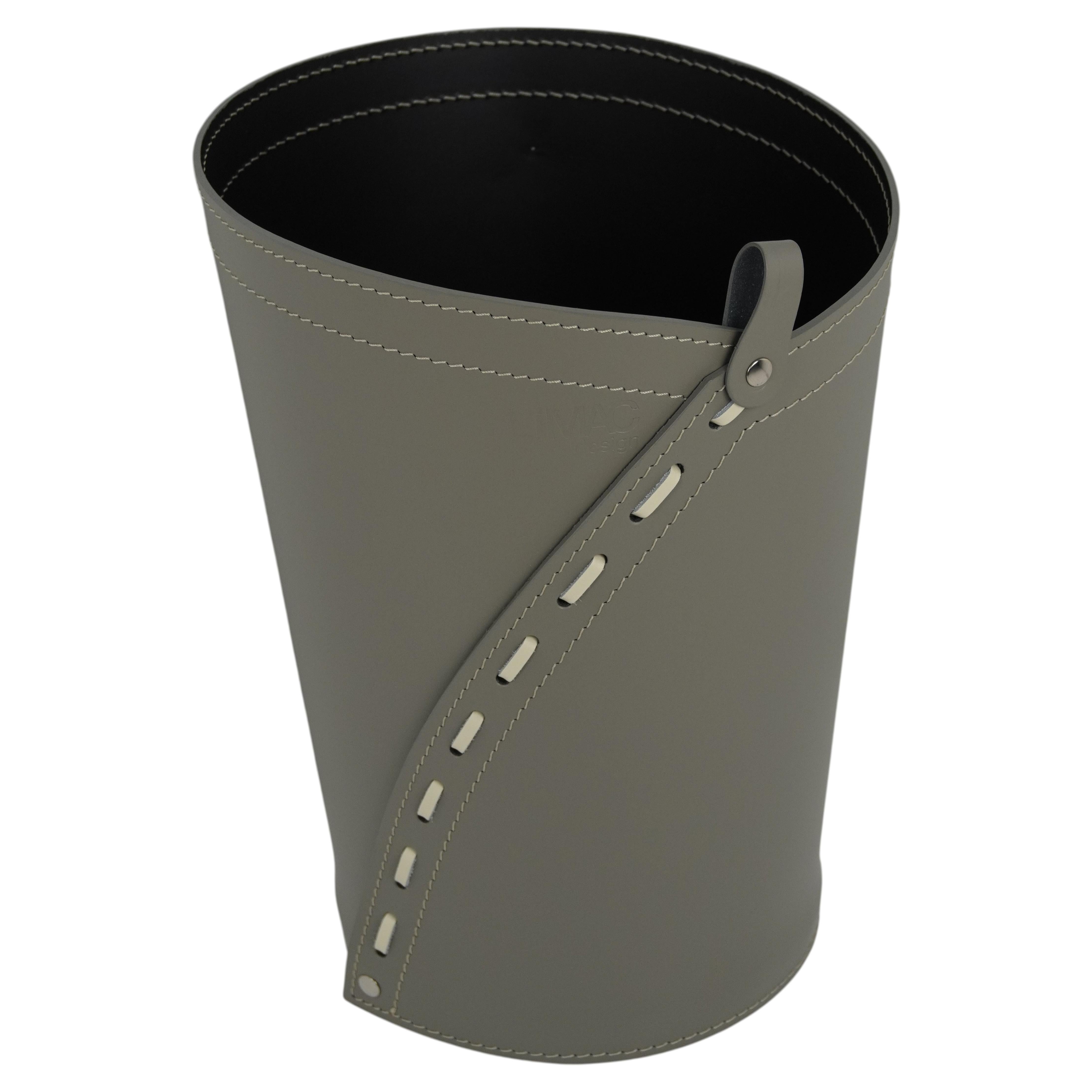 Modern Wastepaper Basket SERVUS - Regenerated Leather, Italy For Sale