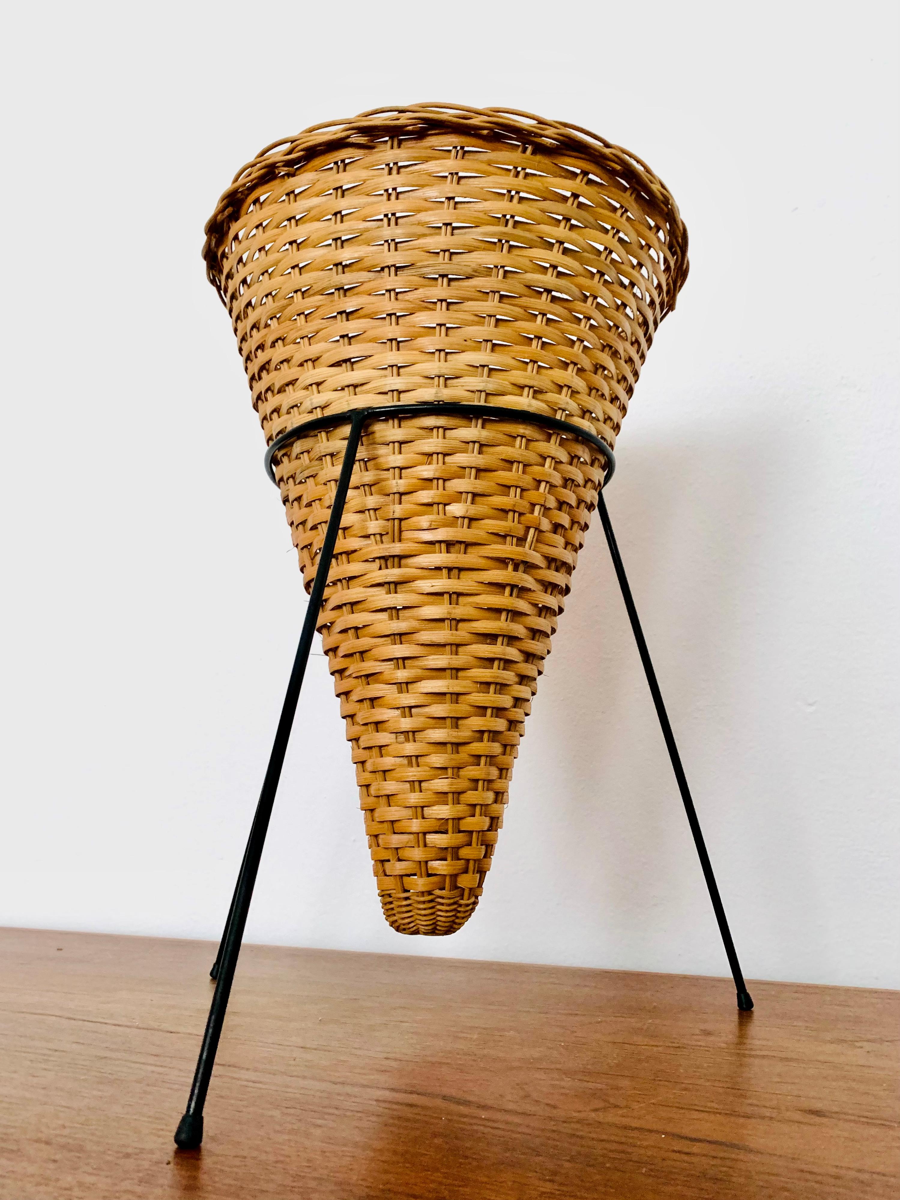 Mid-20th Century Wastepaper Basket or Wicker Planter For Sale