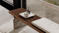 Watanabe Coffee Table & Bench - Solid Marble Feet & Slatted Solid Wood Top