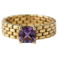 Watch Band Shaped Ring with amethyst for Men, silver, gold