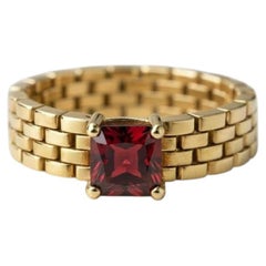 Uhrbandförmiger Ring mit Granat für Männer, Silber, Gold