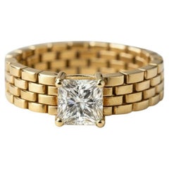 Watch Band Shaped Ring with moissanite for Men, silver, gold