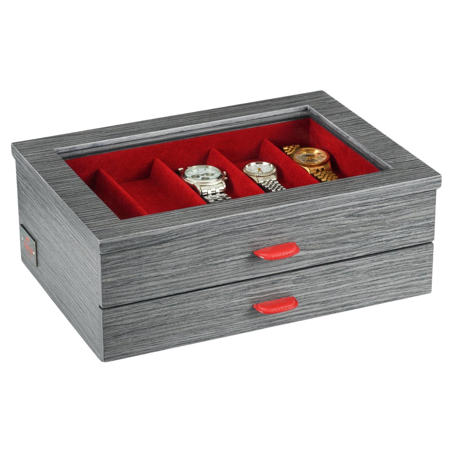 Tempo di Rovere Watch Box for Nine Watches in Oak Smoke Grey by Agresti For Sale