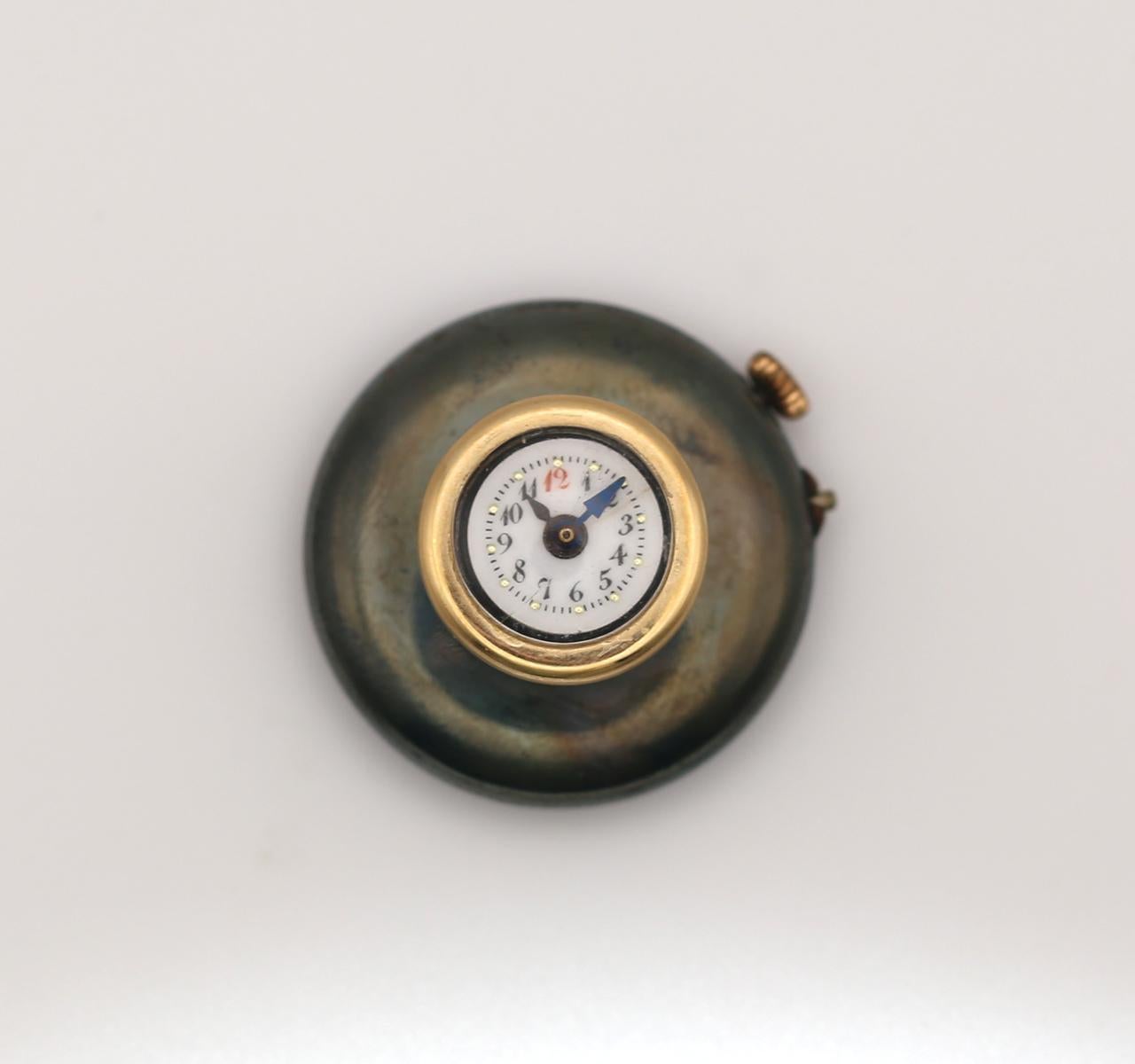 Watch Buttonhole Blued Steel Swiss, 1890 In Good Condition For Sale In Herzelia, Tel Aviv