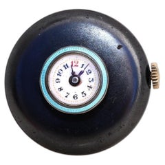 Orologio da taschino d'epoca da uomo, smalto e acciaio azzurrato, 1890 circa