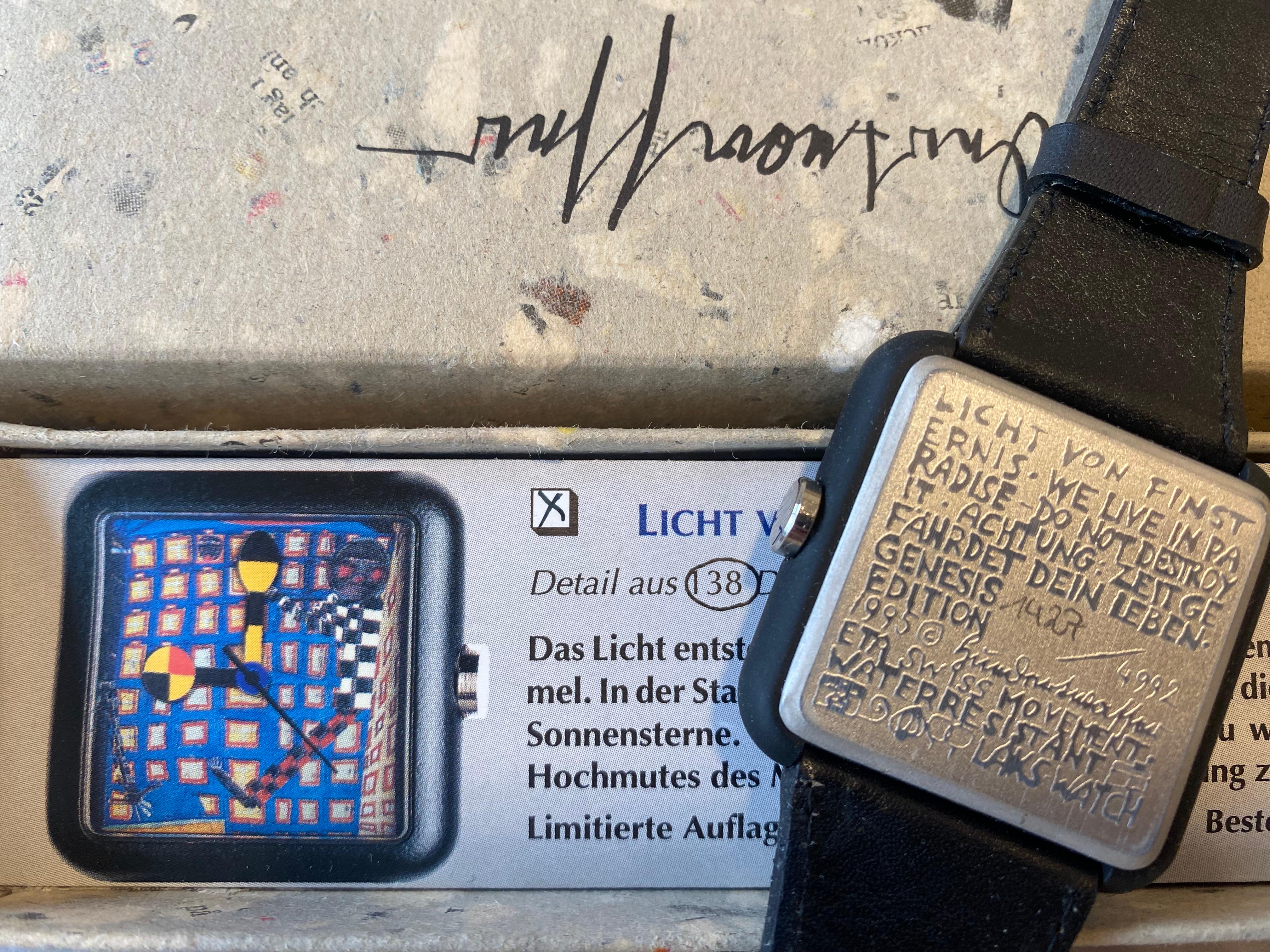 Uhr entworfen von dem österreichischen Künstler Hundertwasser, 1995 im Angebot 1