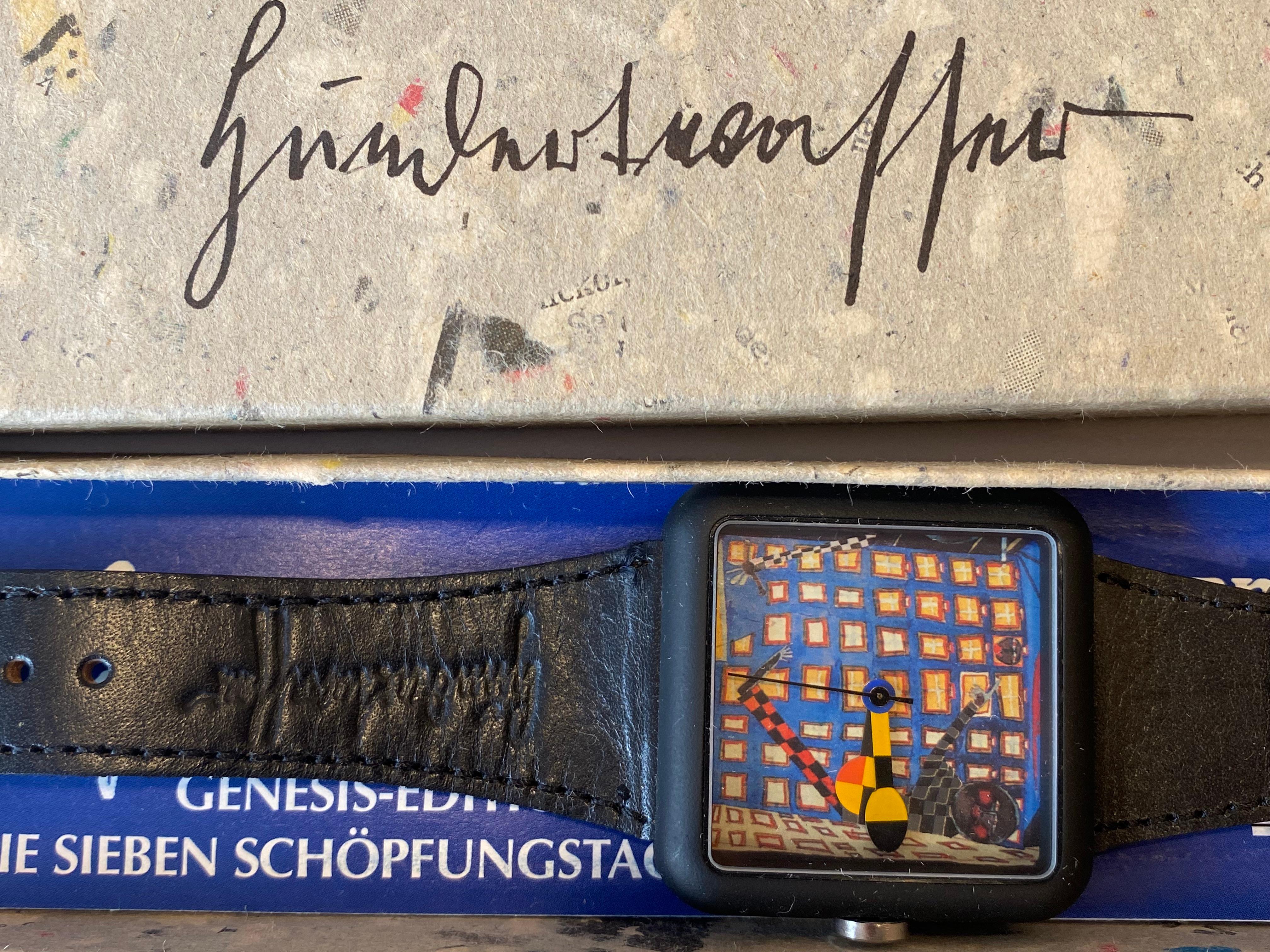 Uhr entworfen von dem österreichischen Künstler Hundertwasser, 1995 im Angebot 3