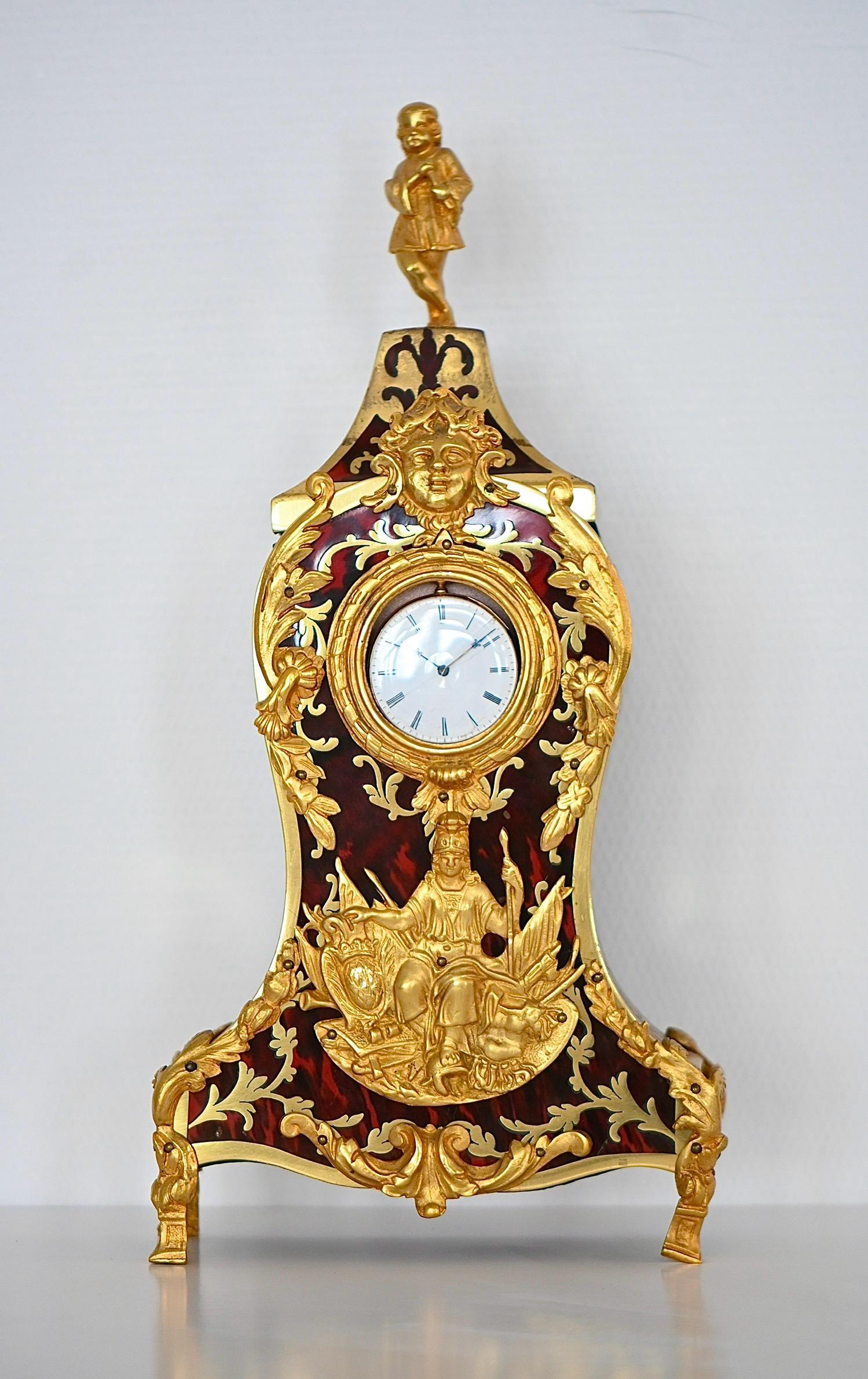 Portaorologio in bronzo dorato e tartaruga rossa XVIII In condizioni buone in vendita a Vannes, FR