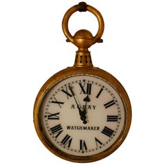 Antique Watch Makers Shop Trades Sign, Giant Pocket Watch