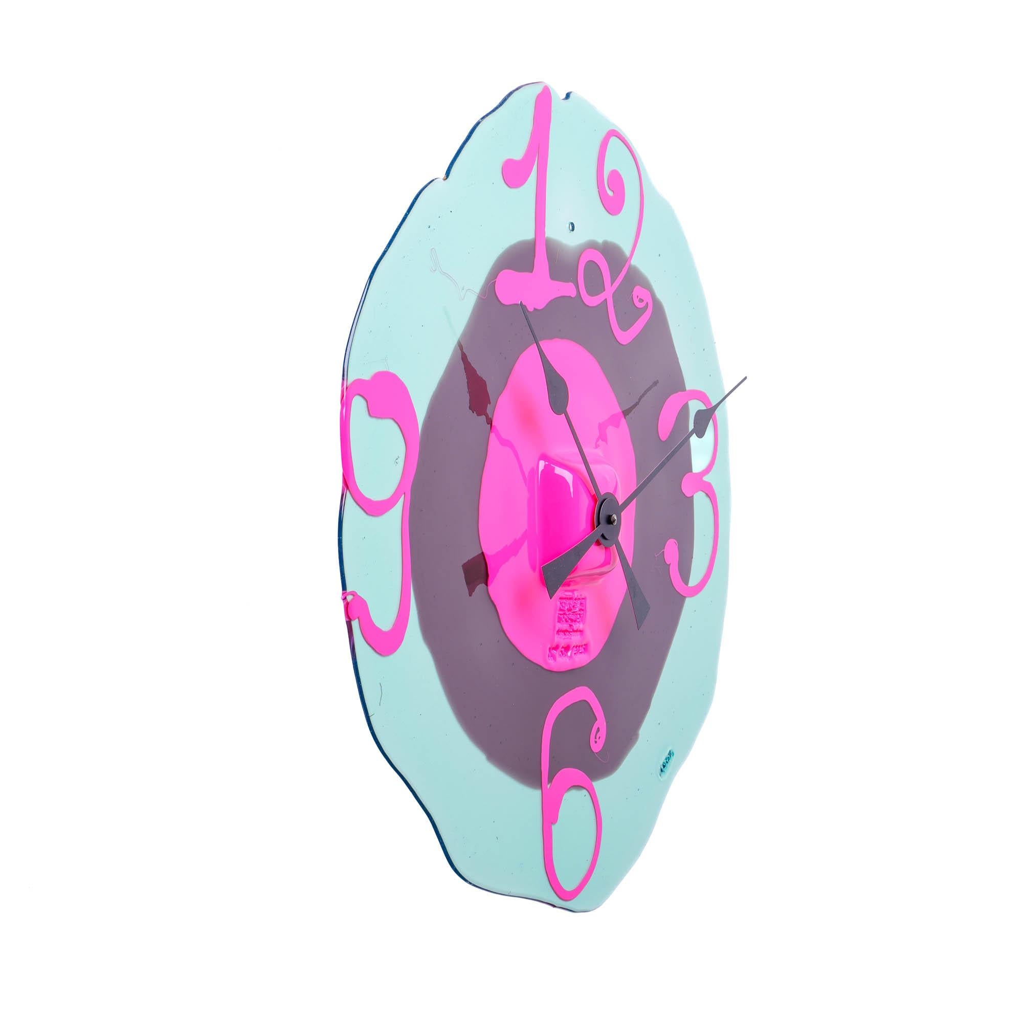 Italian Fish Design Watch Me Large Clock Clear Aqua, Fumè, Fluo Fuchsia by Gaetano Pesce For Sale
