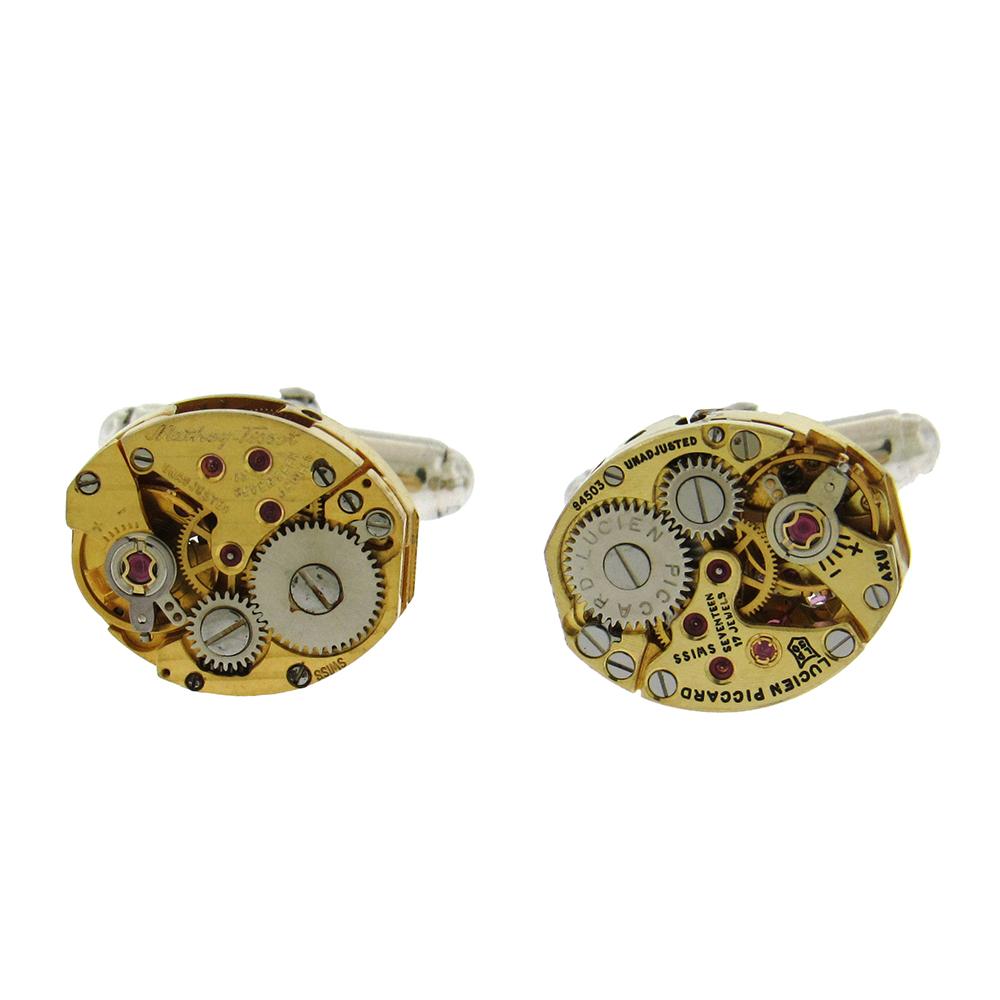 These make great gifts! For that watch aficionado, sterling silver cufflinks with actual watch movements -- these are goldtone 17J Swiss movements -- measuring 1/2
